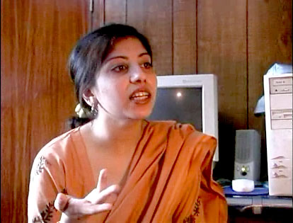 A young woman interviewing for a job